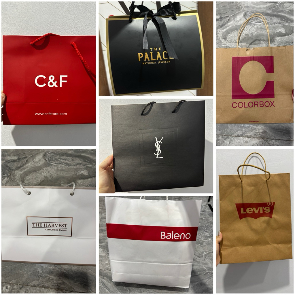 

paperbag branded murah ready stok makassar paperbag Ck YSL Thepalace C&F Baleno Levis Colourbox victoria secret BBW