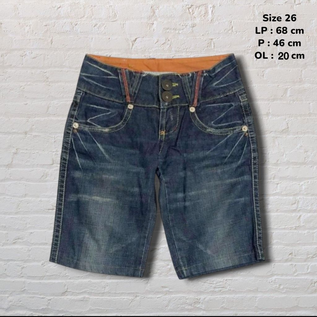 Size 26 Celana Pendek Jeans Red Pepper Vintage Series Blue Washed Fading Original Second #MR21