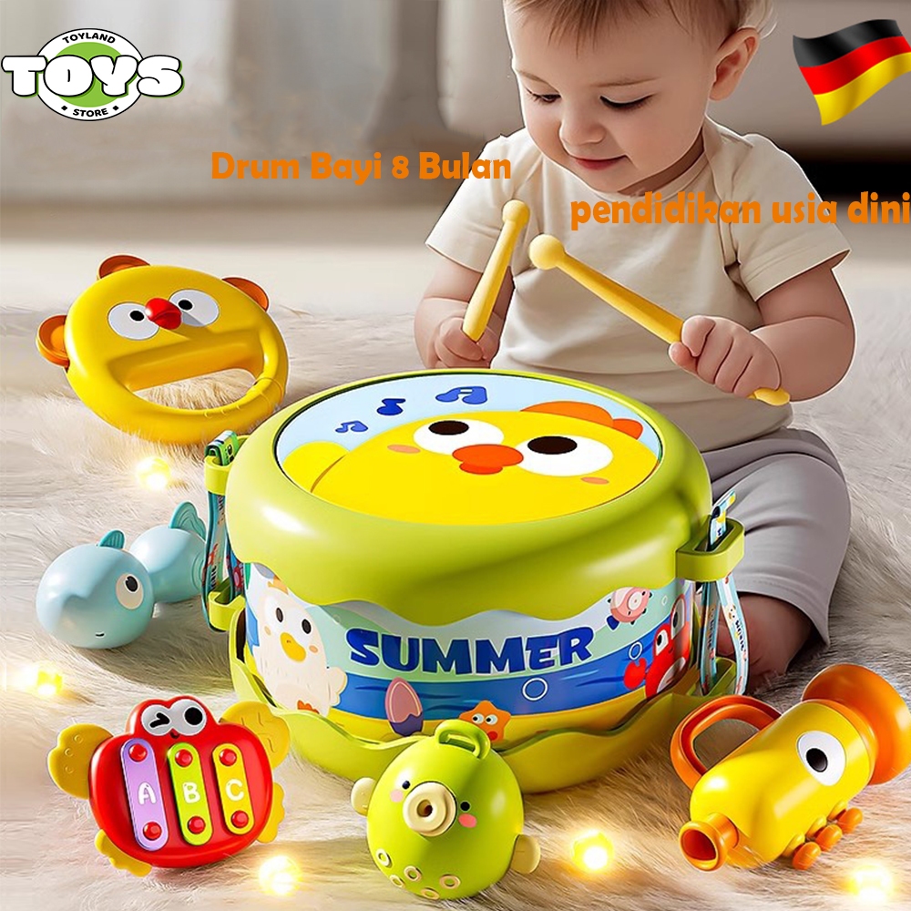Drum Bayi 8 Bulan Dramben Drum Mainan Anak Full Set Drumband Alat Musik Untuk Pendidikan Dini