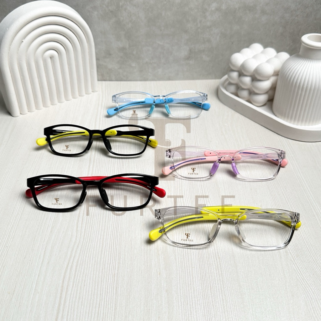 Kacamata Anak Lentur TR 8302 SnapFit Series Gagang Adjustable Lepas Pasang Kotak Anti Radiasi Minus 