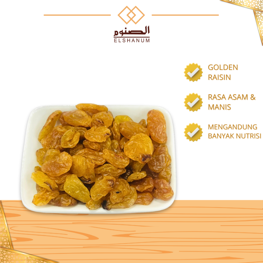 

kiiamis Golden Raisin 500gr, Kismis Arab Golden Raisin, Oleh-Oleh Haji Dan Umroh