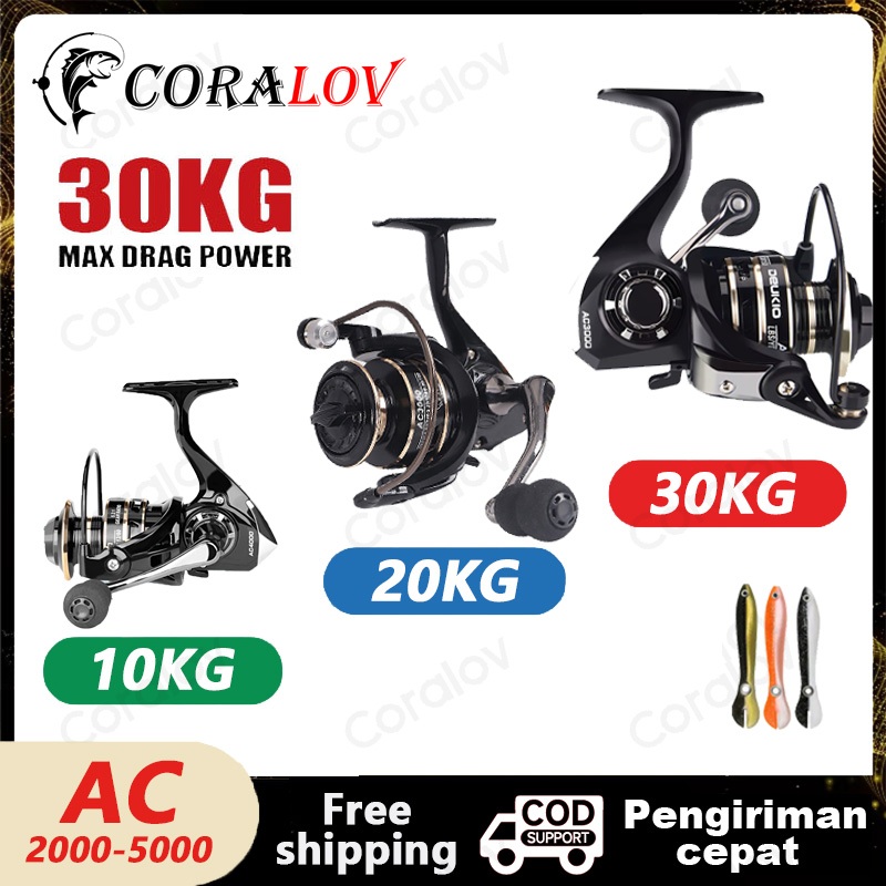 【Hadiah】Coralov DEUKIO Reel Pancing Metal Saltwater Gulungan AC2000-5000 Reel Pancing Ikan Logam Met