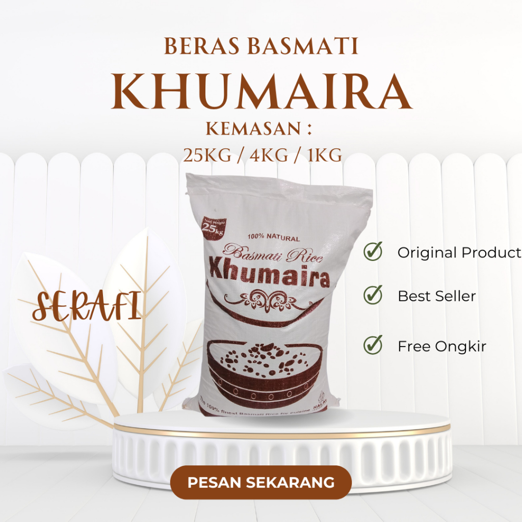 

BERAS BASMATI KHUMAIRA /QUALITY PREMIUM / 100% NATURAL BERAS BASMATI