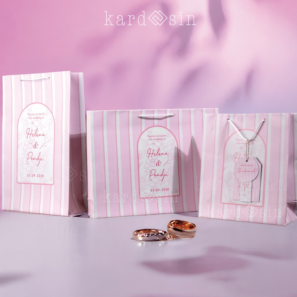 

CUSTOM PAPERBAG BRIDESMAID - ALL IN ONE PACKAGE PAPER BAG BRIDES MAID WEDDING GIFT GOODIE BAG TAS