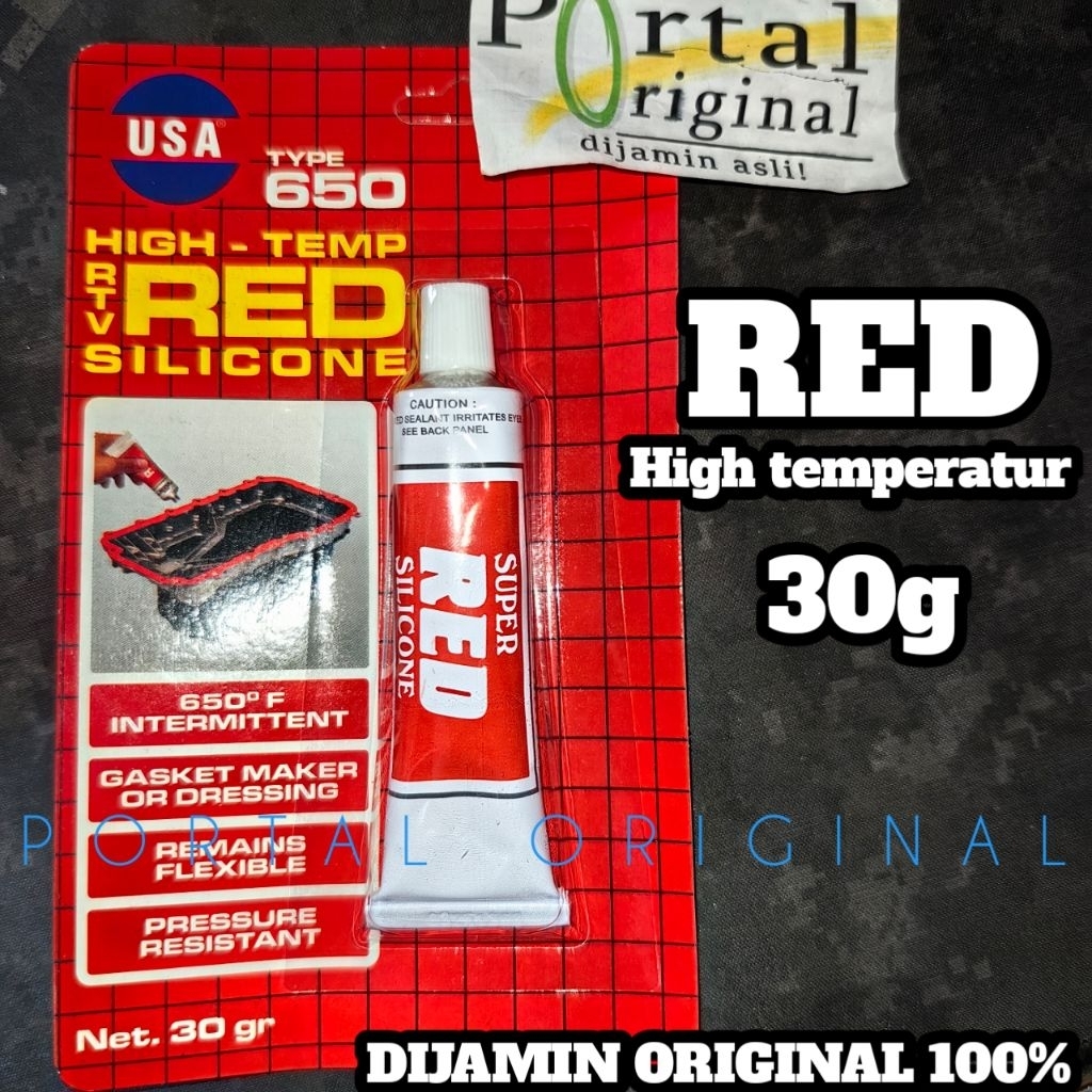 Lem RED Dextone USA silicone merah 30 gram high temperature silikon gasket pak packing Mesin Motor m