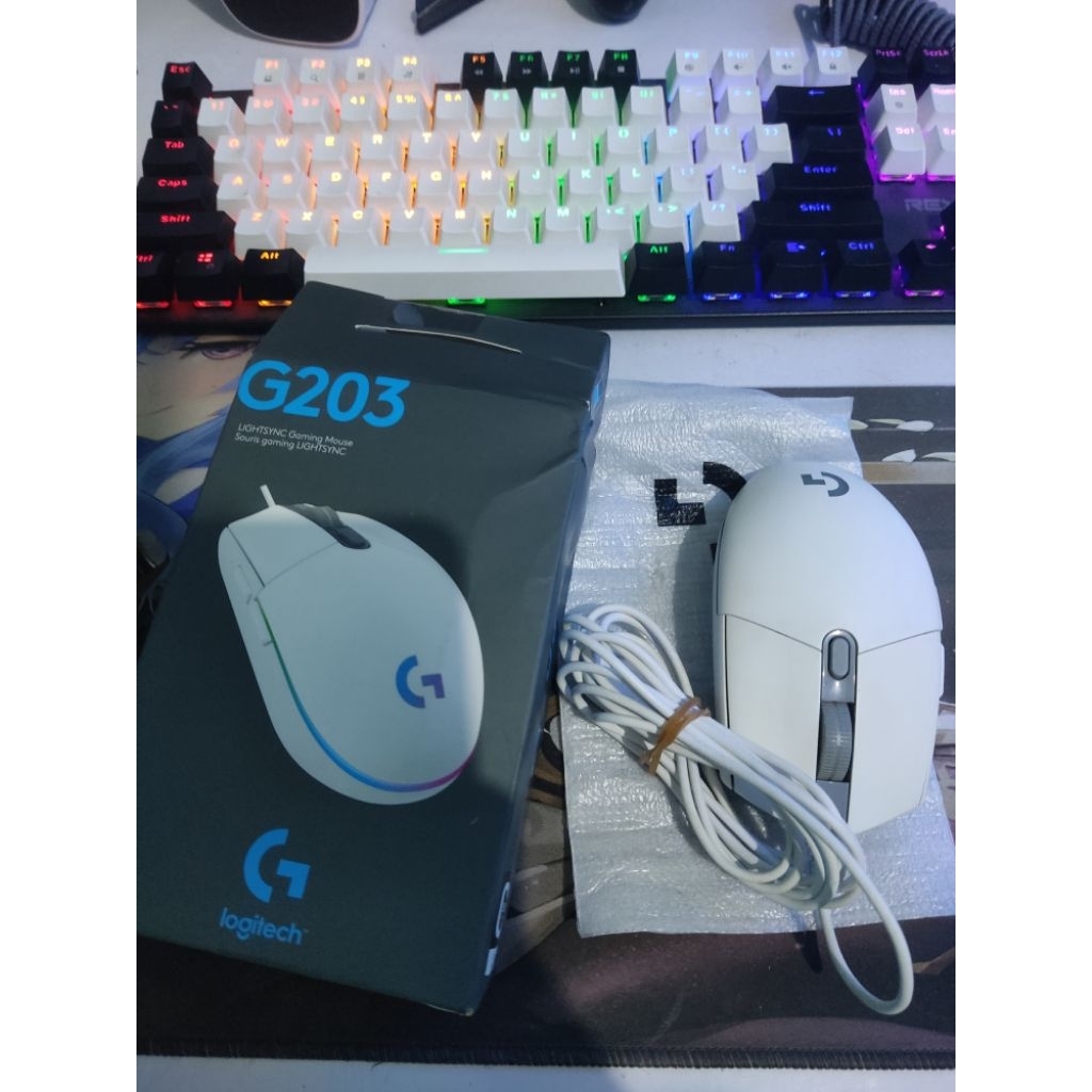 Mouse Logitech G203 Lightsync Putih/White