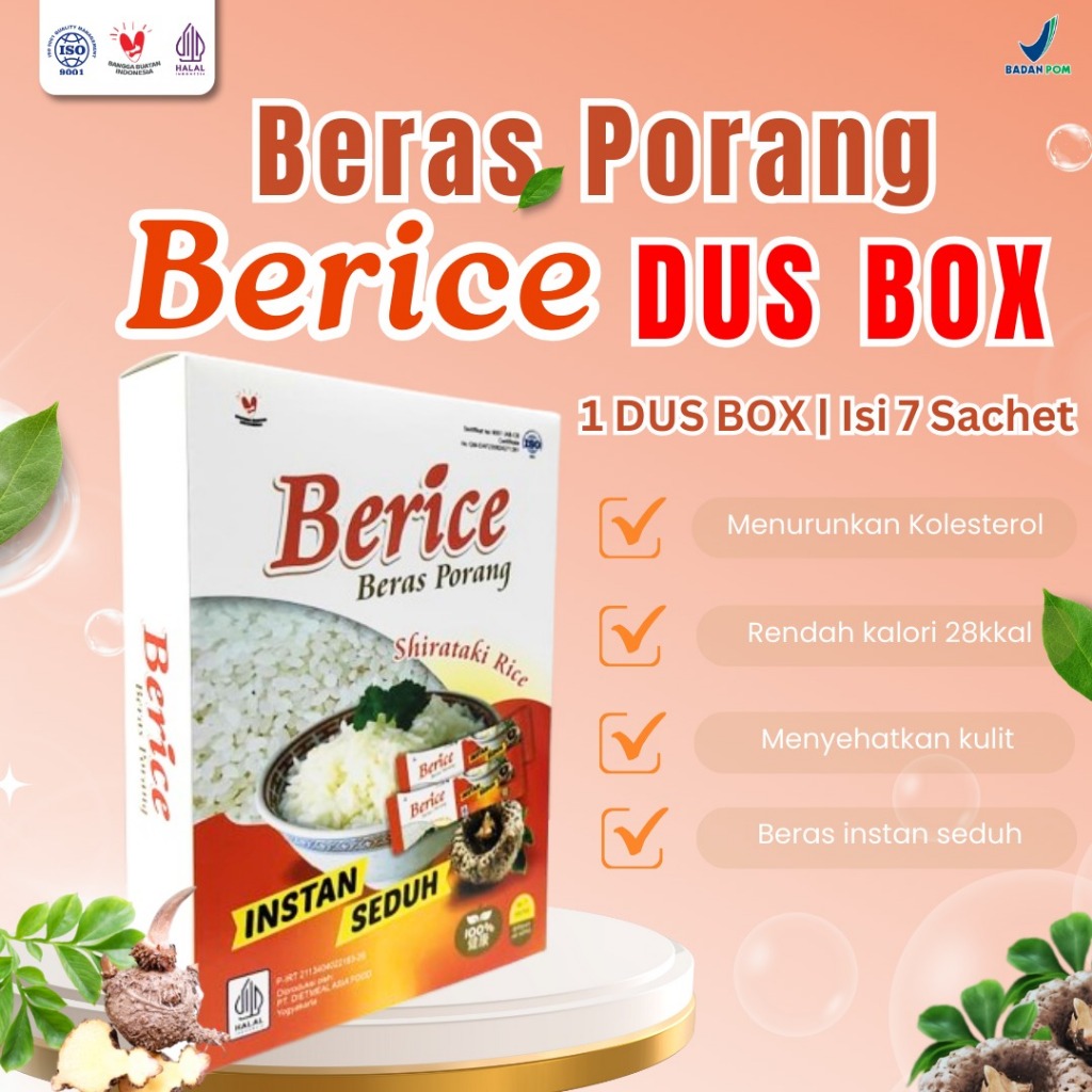 

Berice Beras Porang Kemasan Dus Box Isi 7 Sachet