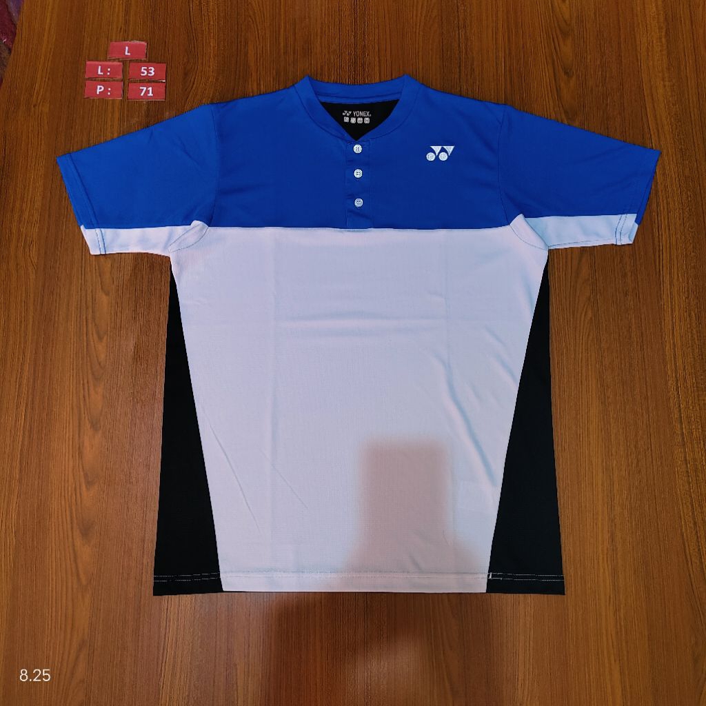 kaos yonex, biru putih, tosca, kuning