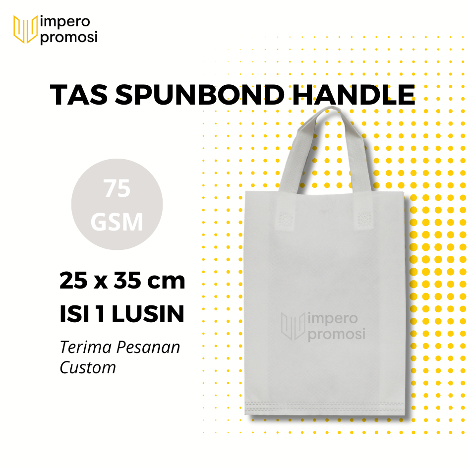 

Impero - GOODIE BAG SPUNBOND HANDLE 25x35 / Harga Lusinan / Kantong Belanja Murah (Putih)