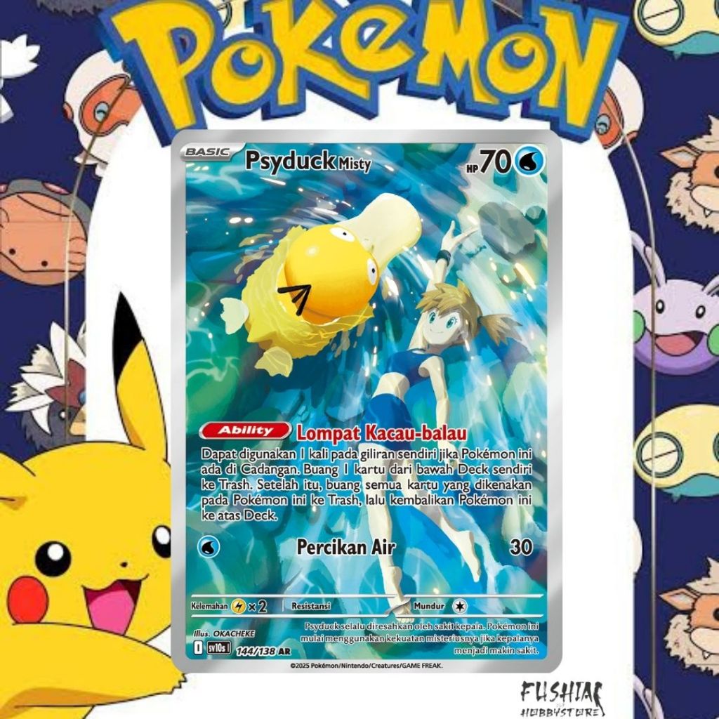 Kartu Pokemon TCG AR Psyduck Misty sv10s (144/138)