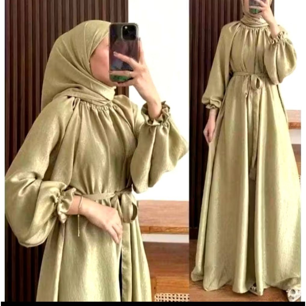 Gamis Sandrina Crinkle Airflow // Dress Remaja Sandrina  // Gamis OOTD Remaja Sandrina