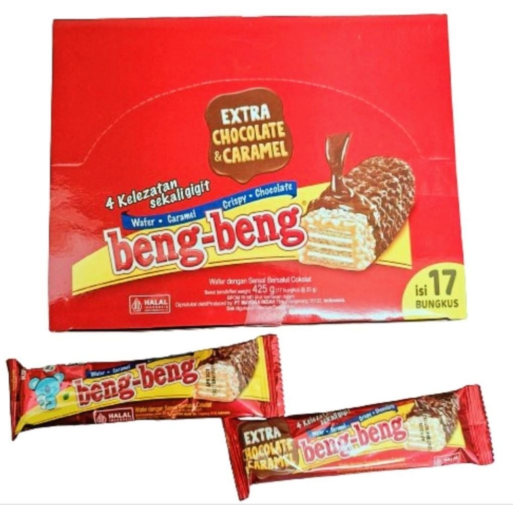 

beng-beng wafer real caramel crispy Chocolate 1 Box ISI 17 PCS