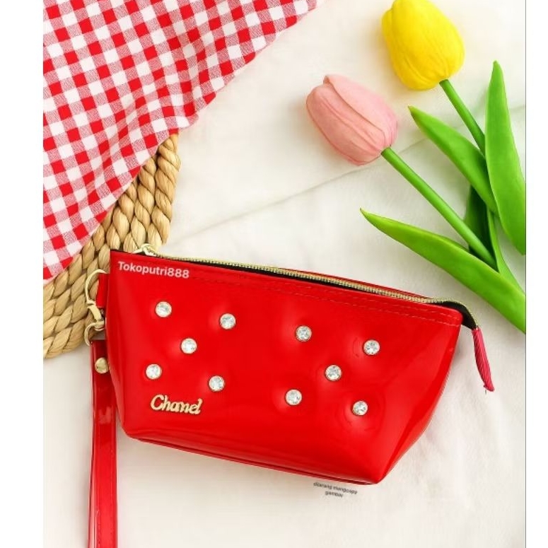 INACO pouch jelly permata tempat HP tempat koin clutch arisan wanita blink