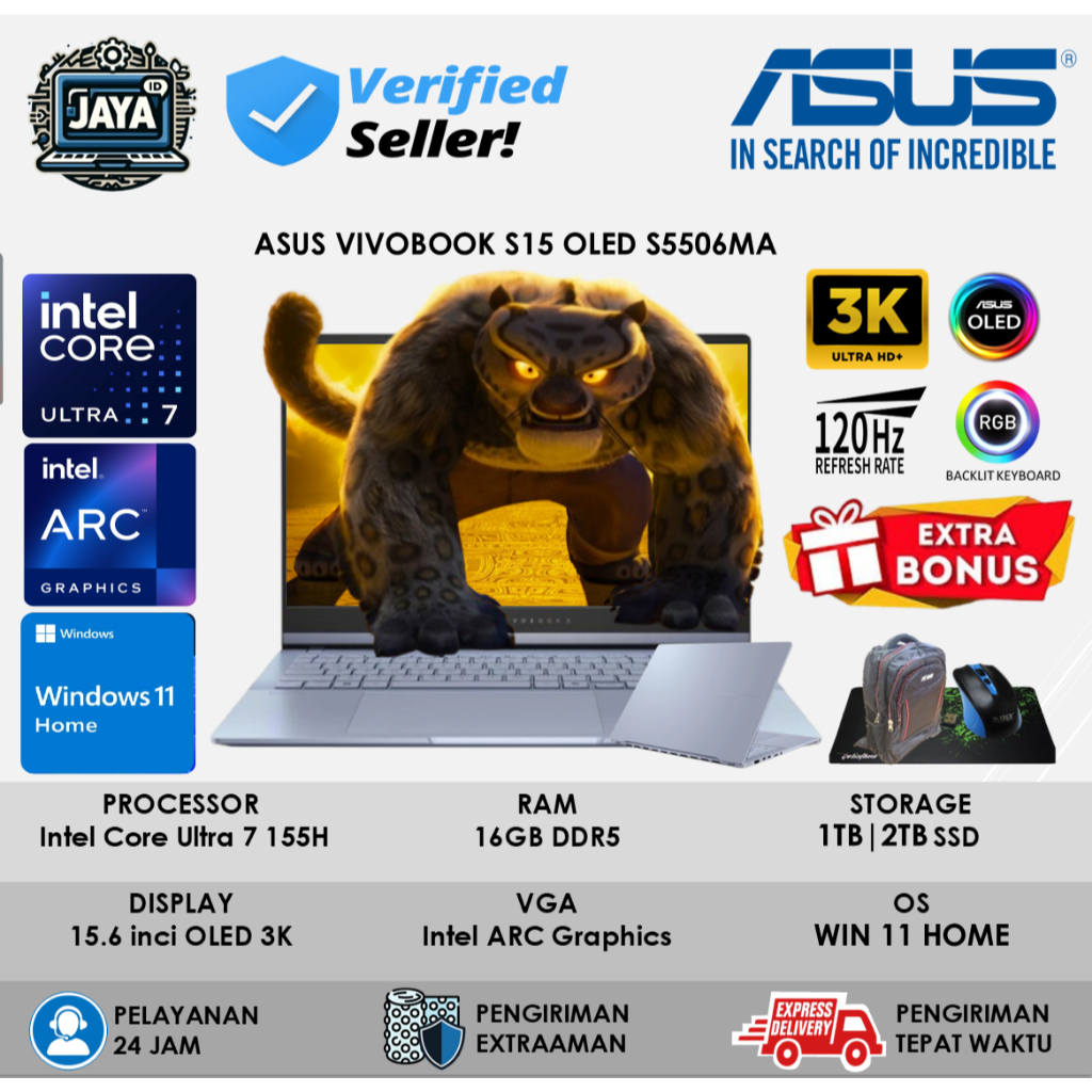 Laptop ASUS Vivobook S15 OLED S5506MA Intel Ultra 7 155H 16GB DDR5 1TB 2.8K 120HZ RGB BackLit