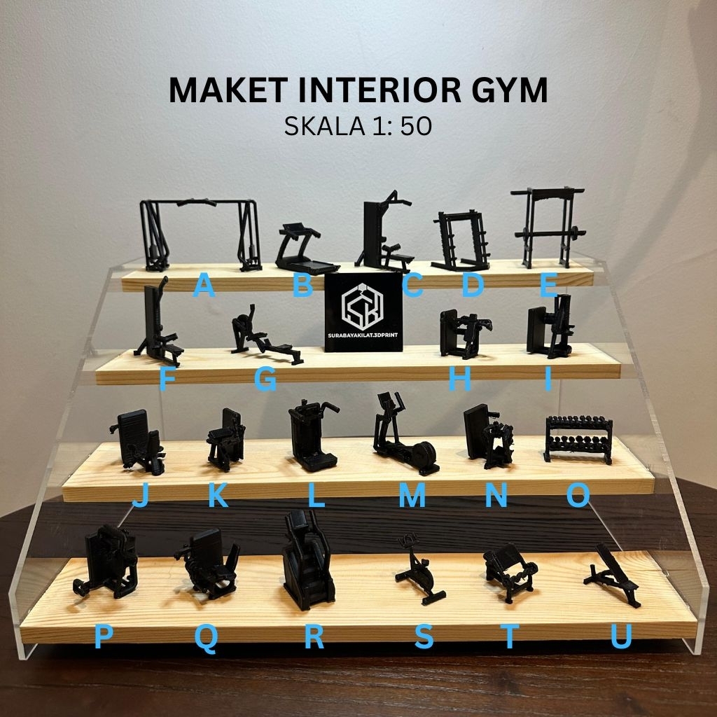 Maket Interior GYM/skala 1:50/ interior /maket arsitektur / interior maket / alat gym / kursi gym / 