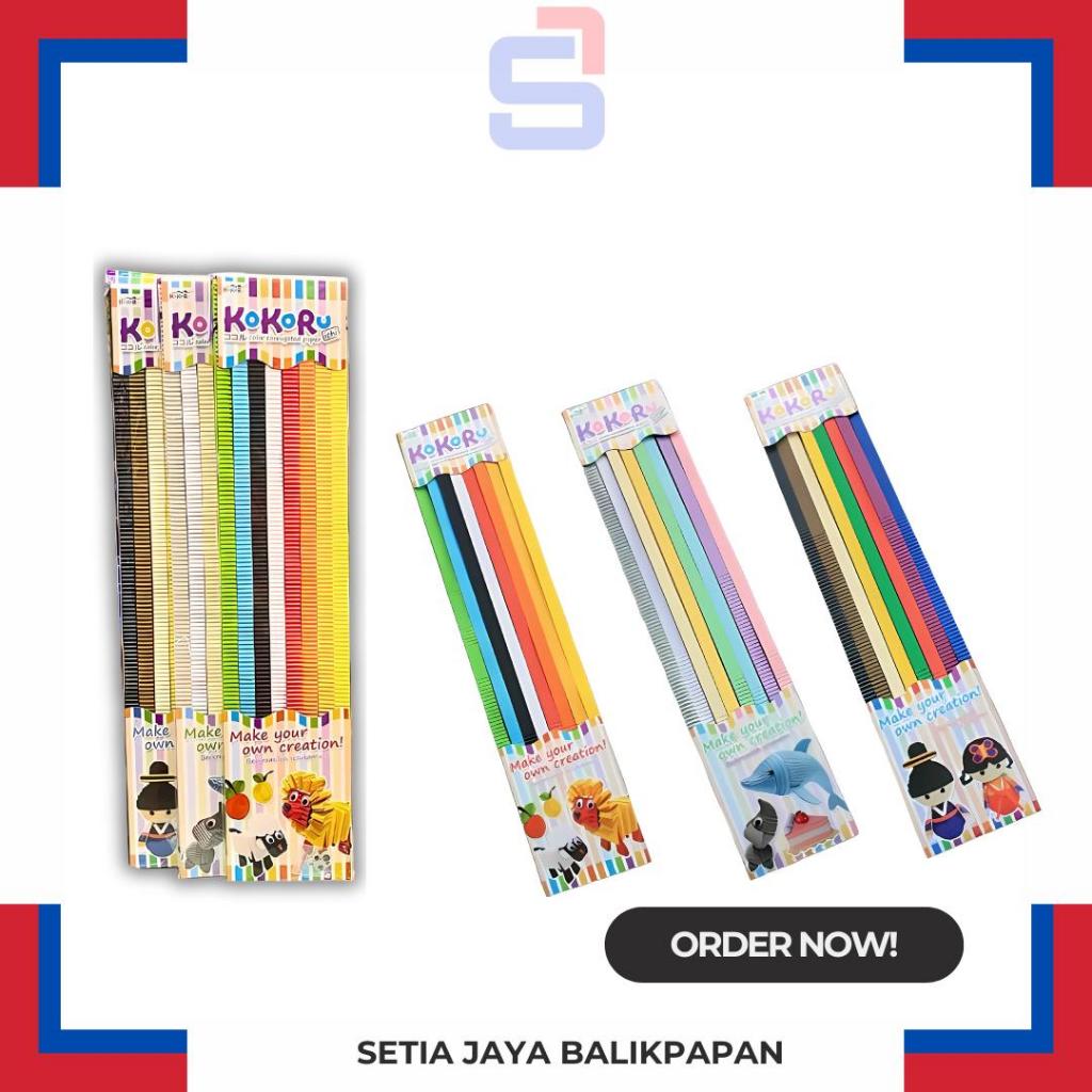 

Kertas Kokoru Panjang DIY Kertas Gelombang 7 Warna Terang & Gelap Ukuran 1,3 cm x 50 cm
