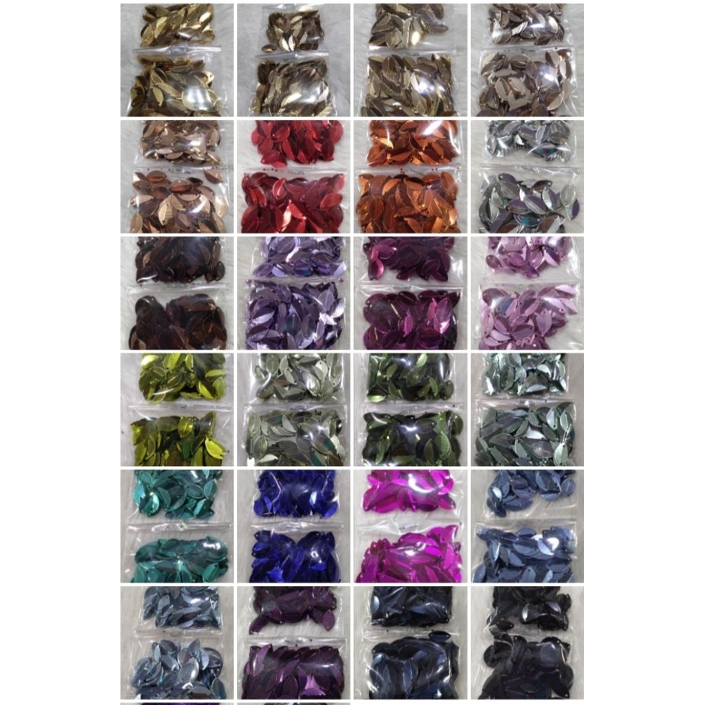Ramboci Daun Kecil 6x12 Lubang 2/Payet Daun Metalik & Spot Hologram/Payet Pakaian/piringan Baju