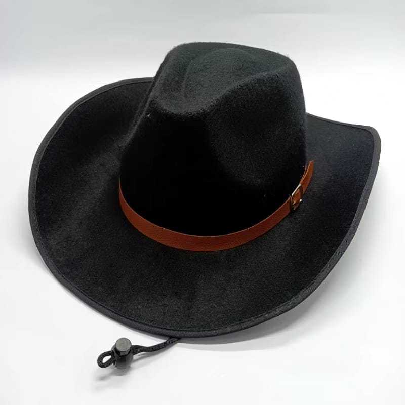 PROMO Topi Koboy Sabuk Import Fedora Laken Premium Dewasa Topi Fedora Cowboy Tali Gesper