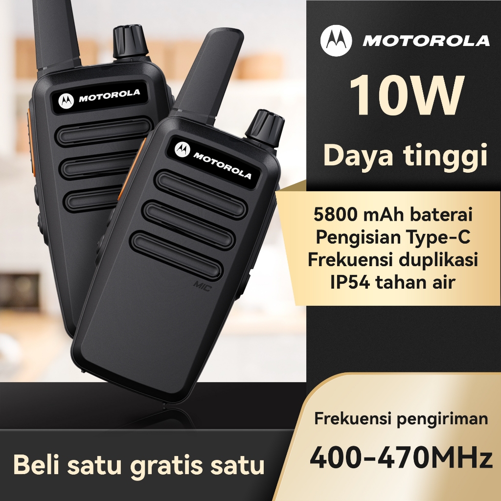 HT T6 Motorola Walkie Talkie Two Way Radio Wailkie-Talkie Long Range 10W Panggilan Frekuensi Tinggi 