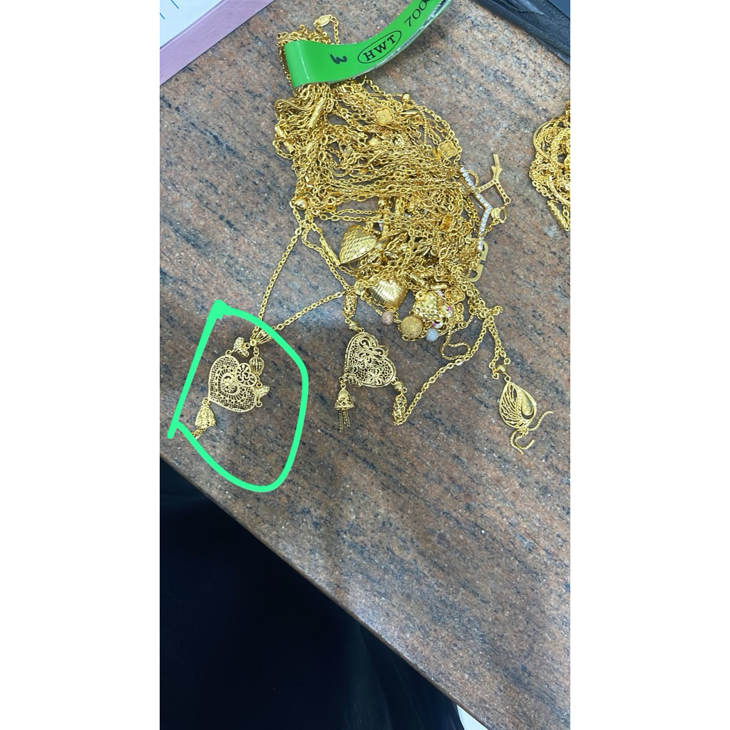 kalung love kerawang rumbai emas asli kadar 875