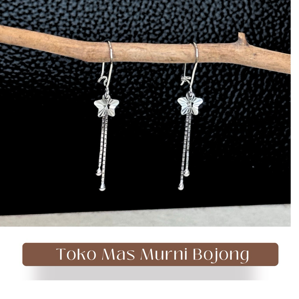 anting mas putih model panjang bintang 8K toko mas murni