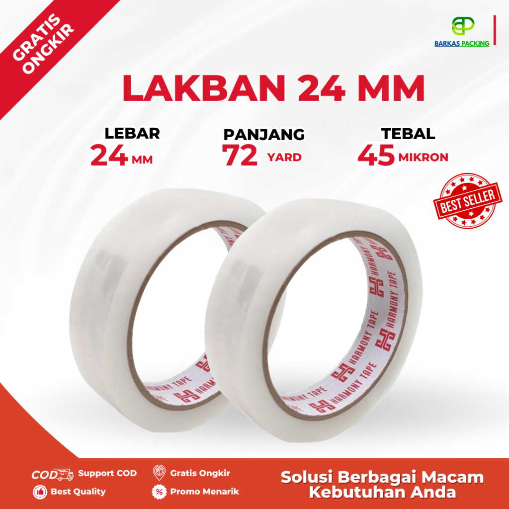 

Isolasi Bening 24 mm - 72 Yard Isolasi Bening Serbaguna Murah Daya Rekat Kuat