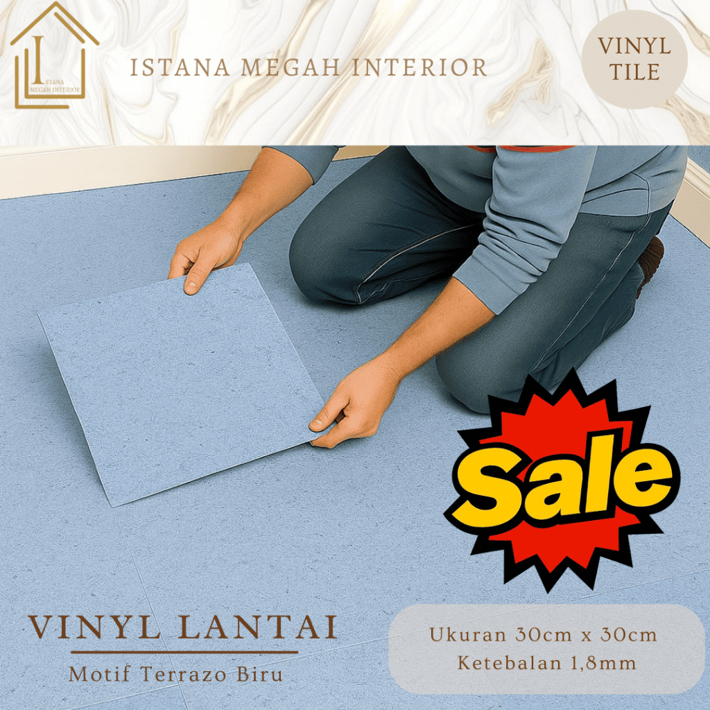 Lantai Vinyl Biru Tile SALE 30x30cm Motif Granit Terrazo