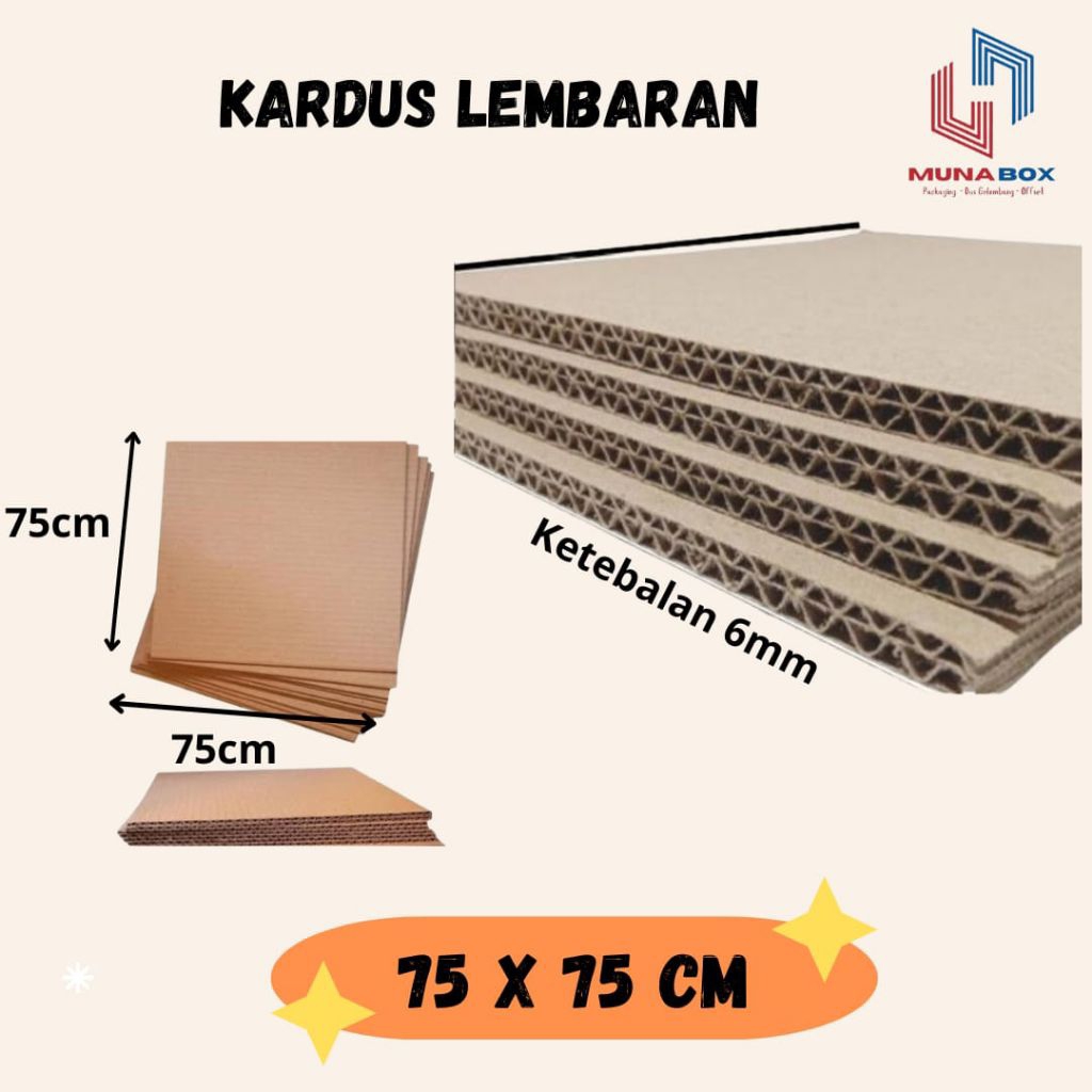 

Ready Karton Kardus Lembaran Sheet 75x75 cm Double wall