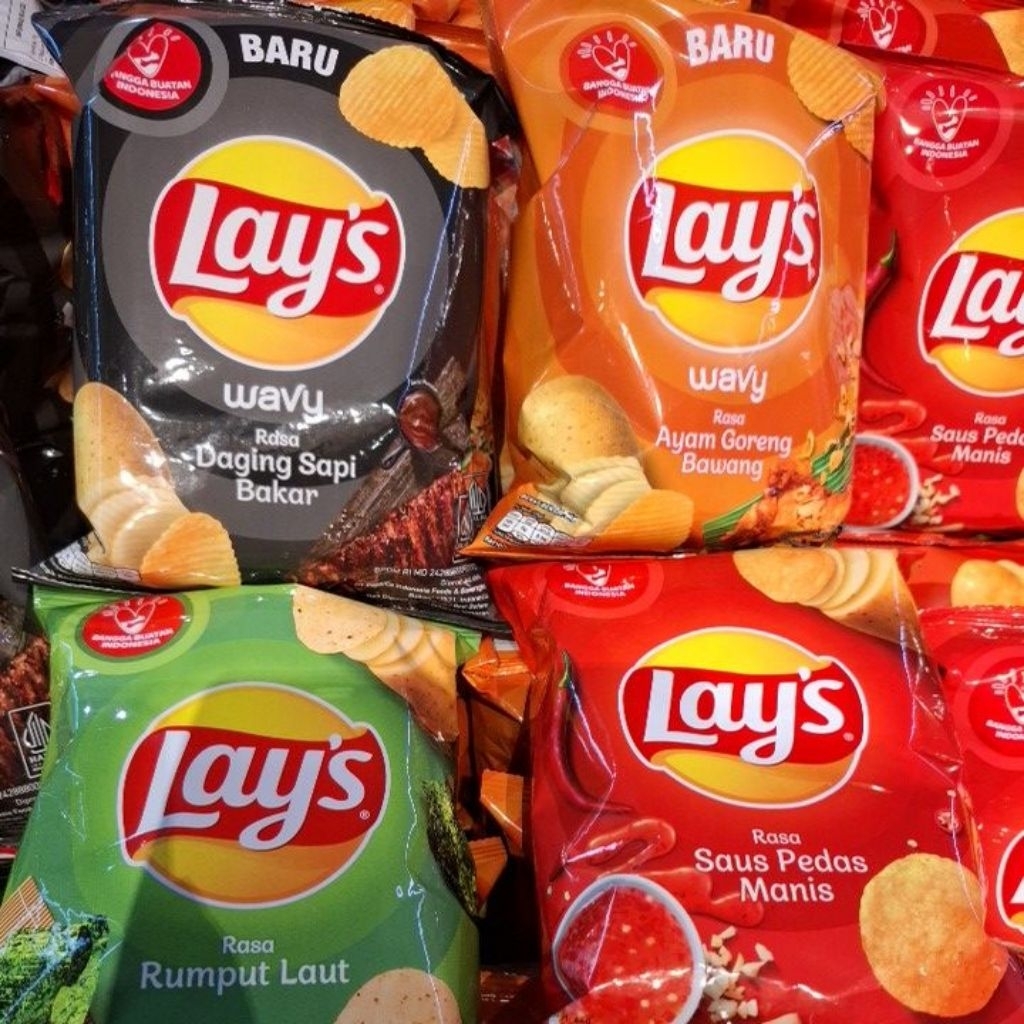 

Lays Saus Pedas Manis / Ayam Goreng Bawang/ Daging Sapi Bakar/ Rumput Laut 64 gr