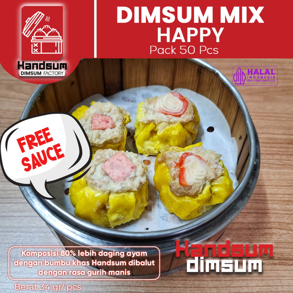 

Dimsum Mix Happy Frozen Handsum isi 50 pcs (Free Sauce)