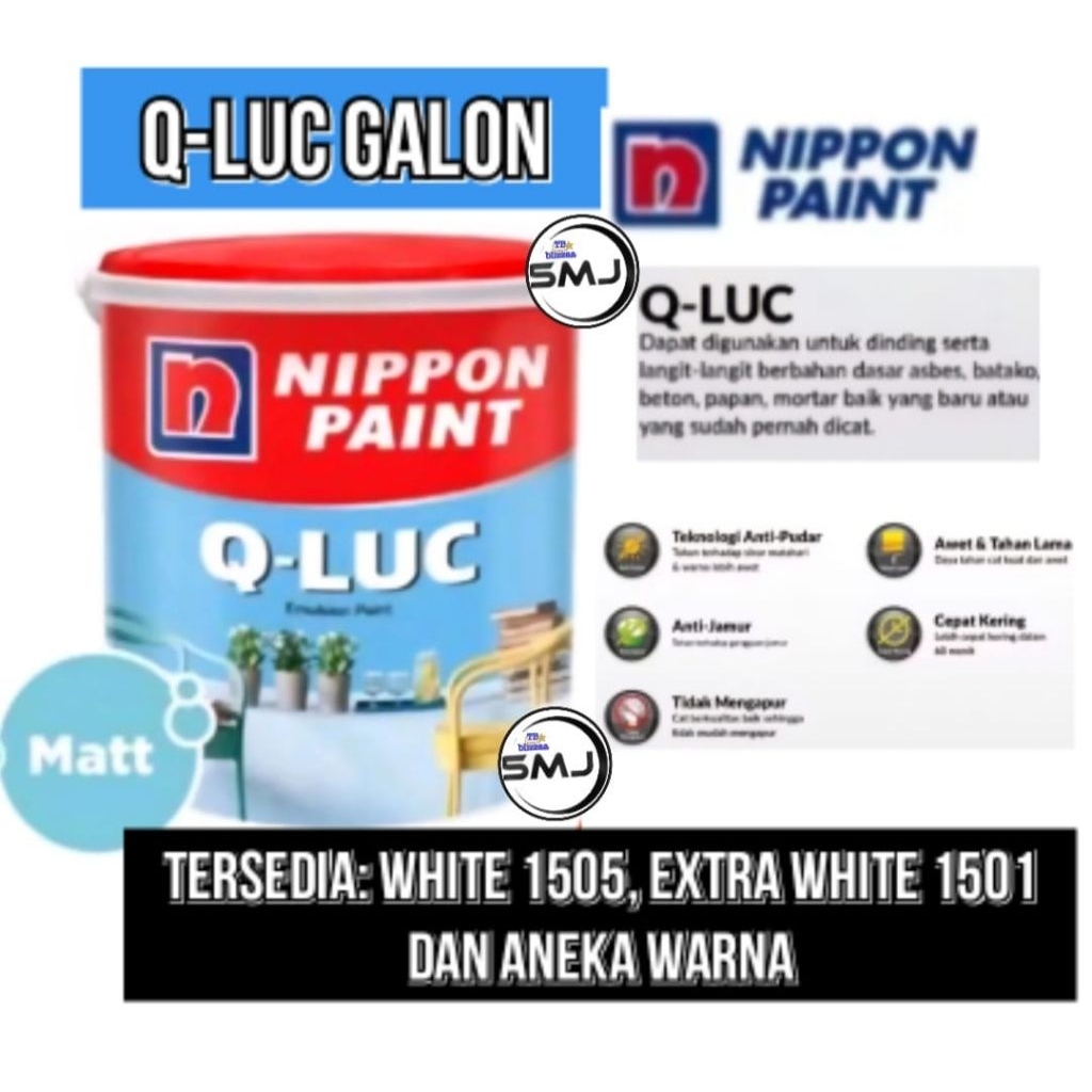Qluc 5kg Q-Luc 5kg Qluc White 1505 Qluc Extra White 1501 Q-LUC Warna Qluc 4,5kg Nippon Paint 5kg GLN