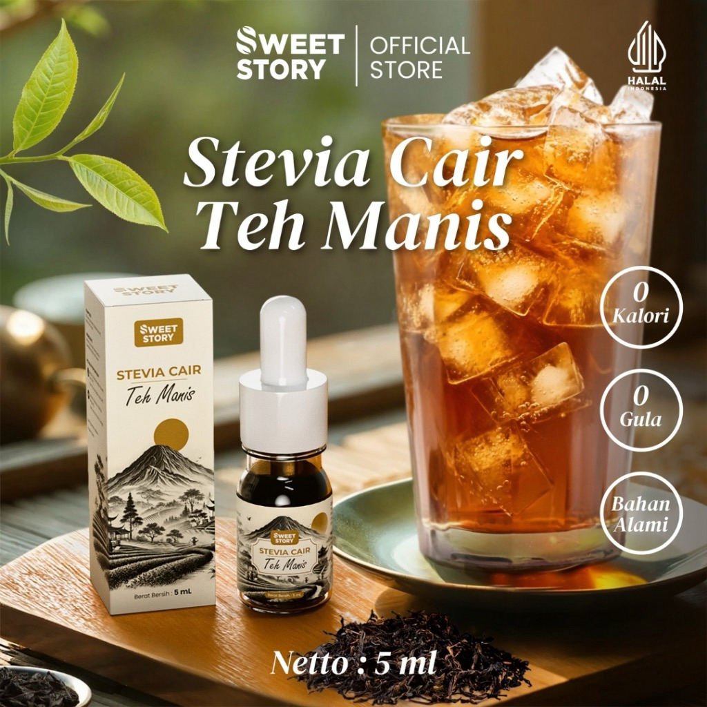 

Sweet Story Stevia Cair Teh Manis 5 ML (Stevia Teh 5 ML 0 Kalori 0 Gula) Pemanis Alami