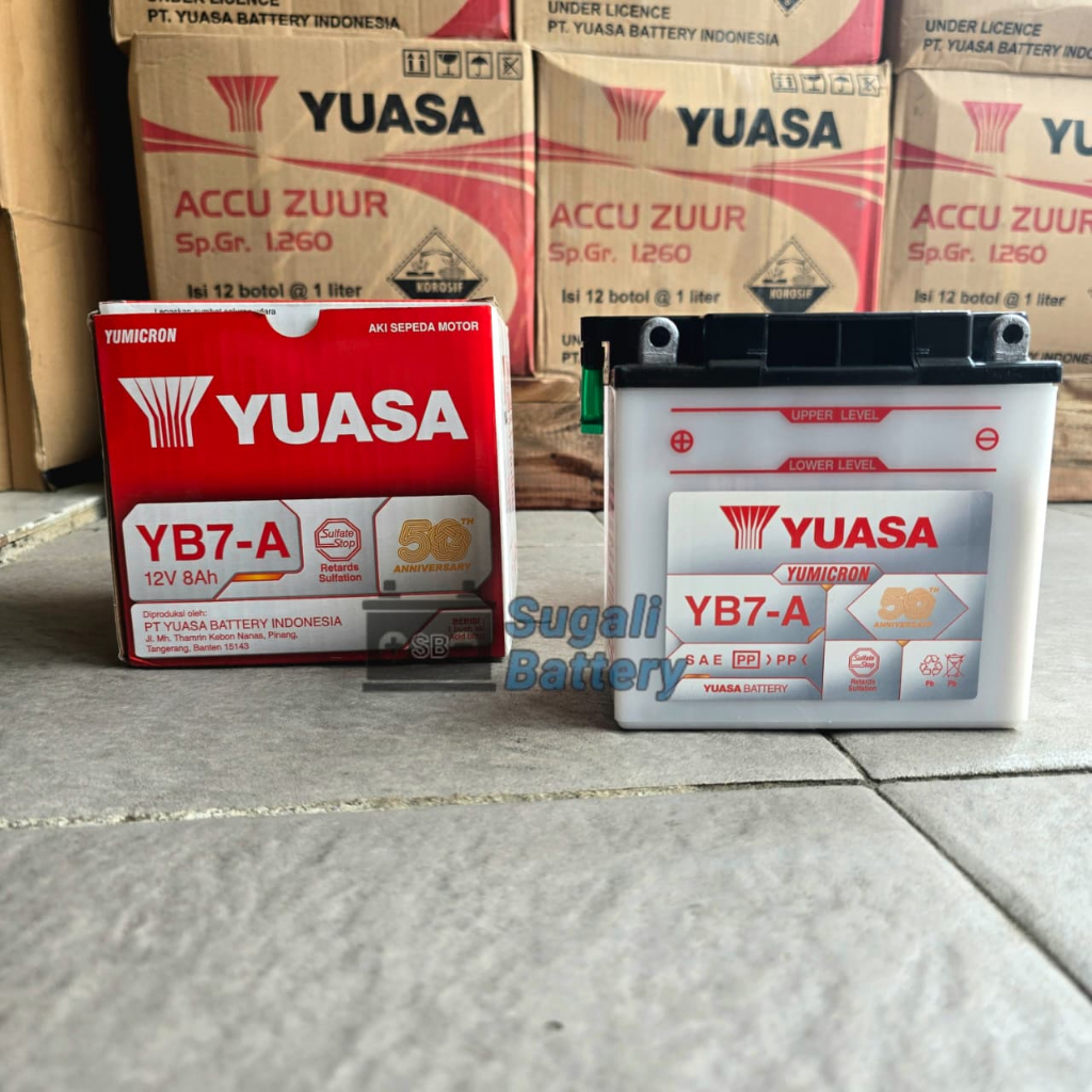 Aki Motor YUASA YB7-A YB7A Aki Basah 12Volt 8Ah ORIGINAL YUASA BATTERY