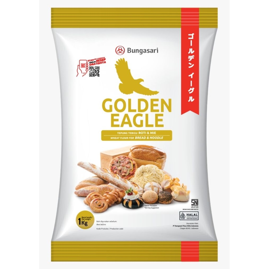 

Golden Eagle Tepung Terigu 1 Kg|Bola Salju Tepung 1Kg| Hana Emas Tepung Terigu 1 Kg