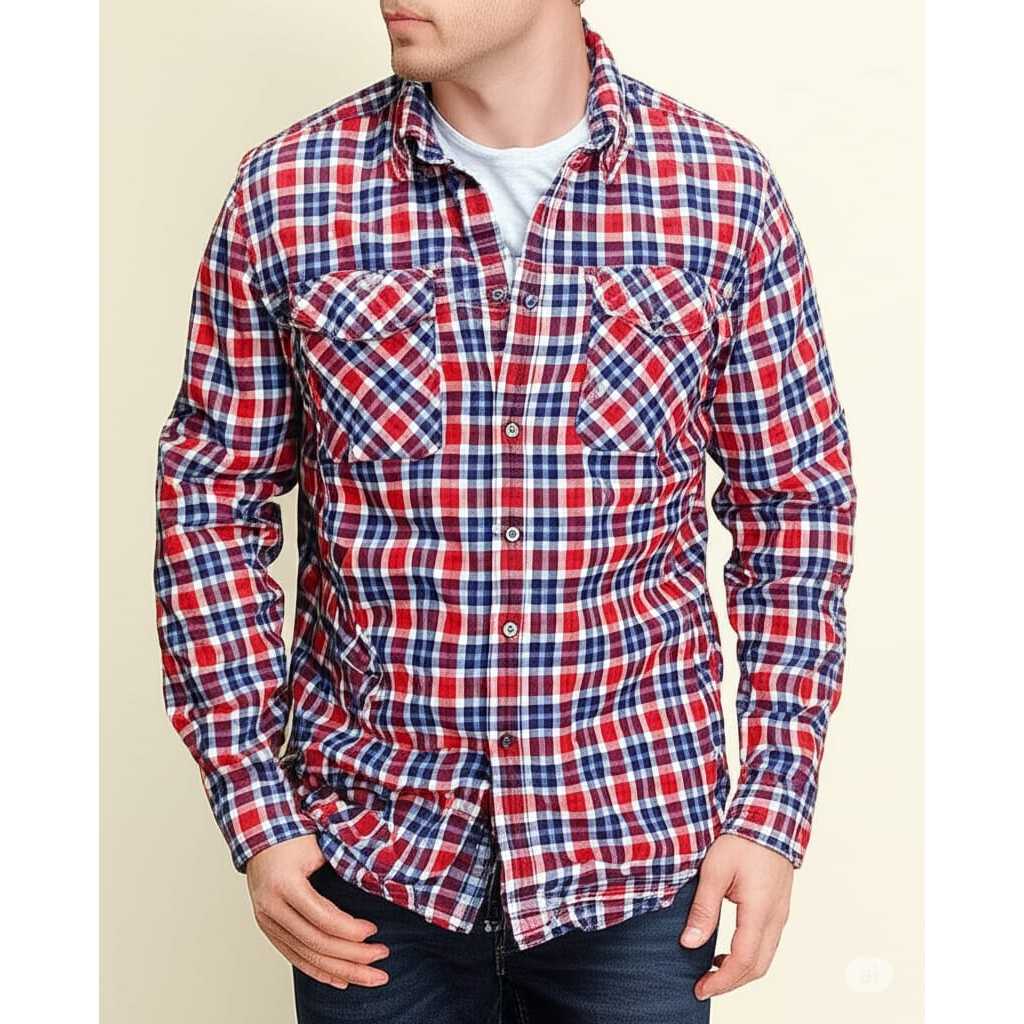 Duluth Trading Co Long Sleeve Shirt Plaid Red Black Original