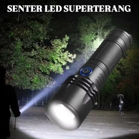 Senter LED Superterang Senter Led Tactical Flashlight XHP50 1500 Lumens