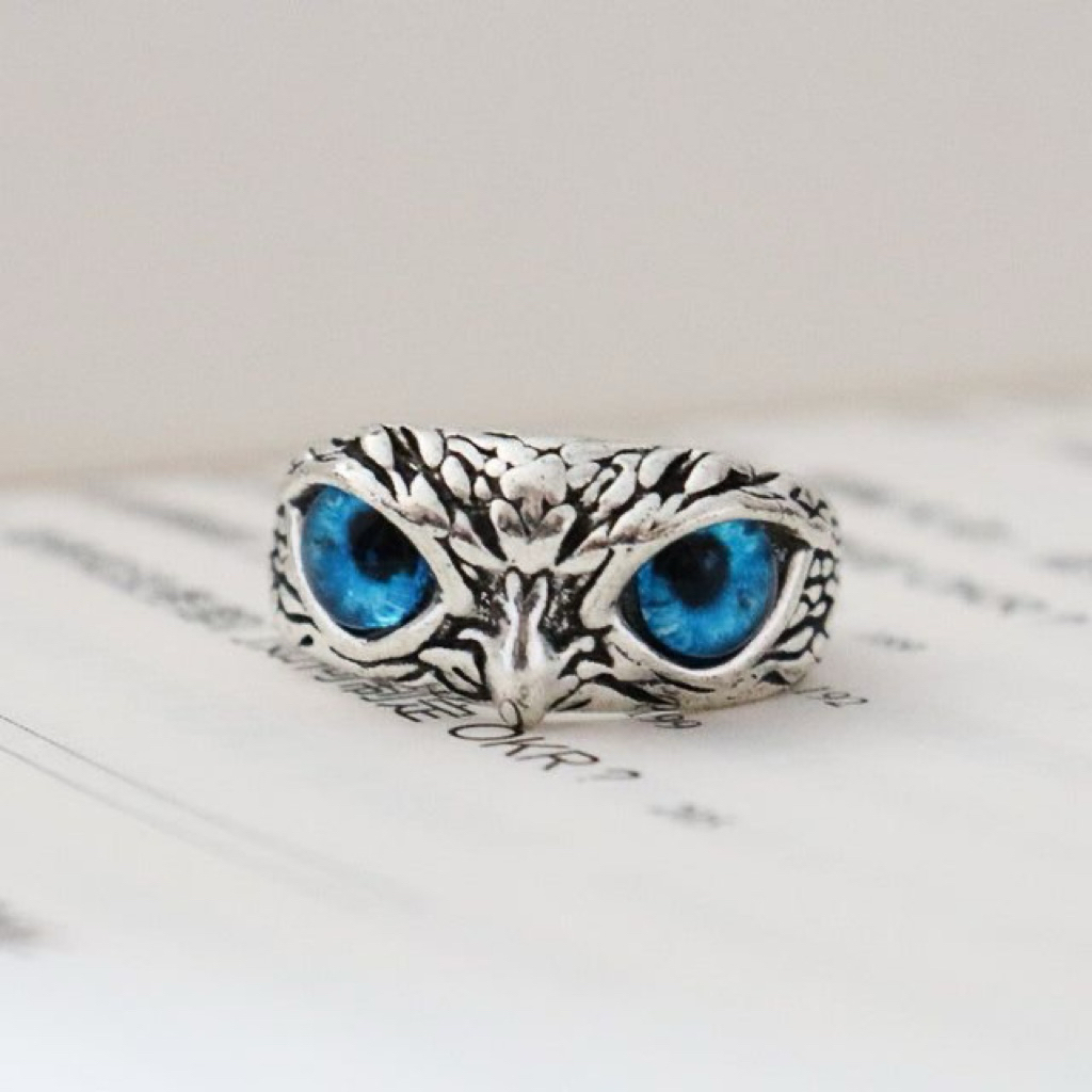 OWL RING / CINCIN BURUNG HANGU / BLUE OWL EYE RING