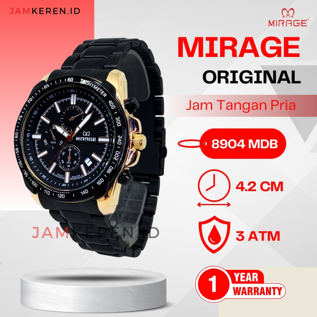 Jam Tangan Pria - Mirage - Jam Tangan Mirage Pria 8904 MD Stainless Steel Original Garansi Resmi
