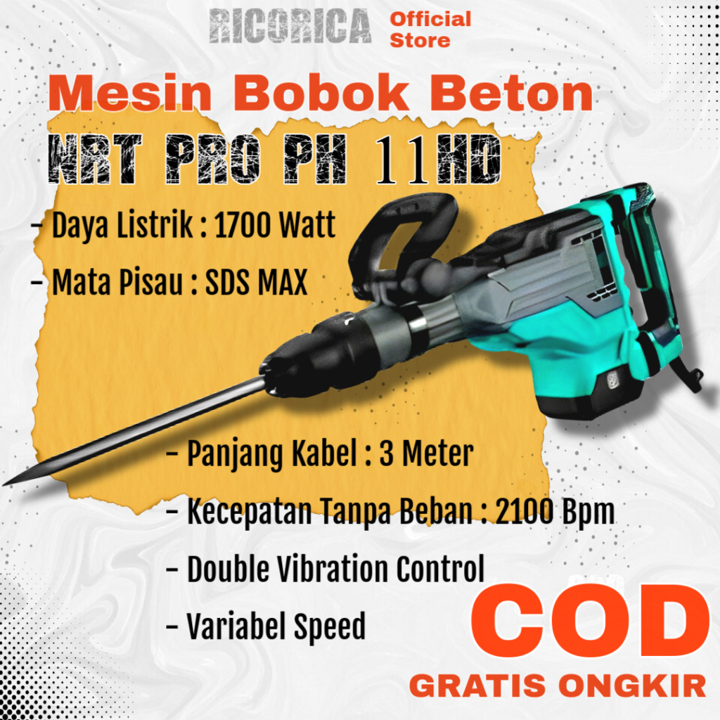 Mesin Alat Perkakas Peralatan Tukang Pertukangan Bangunan Bor Jack Hammer Drill Bobok Tembok Beton