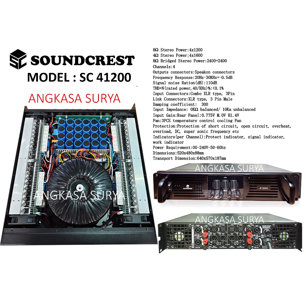 Power SOUNDCREST SC41200 ORIGINAL /Amplifier Ampli Soundcrest SC 41200 Class H 4 Channel