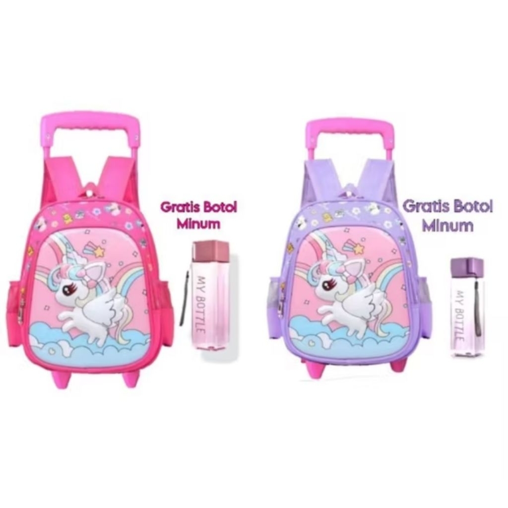 Tas Ransel Anak Troli motif Unicorn Untuk Anak TK - Tas troli anak perempuan TK  dan paud- Ransel Ro