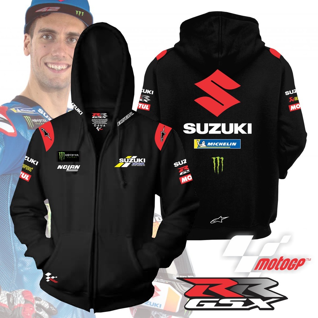 JAKET HOODIE ZIPPER LOGO MIX / Hoodie Zip Suzuki2021 MotoGP Racing Team / LOGO SABLON PREMIUM / Baju