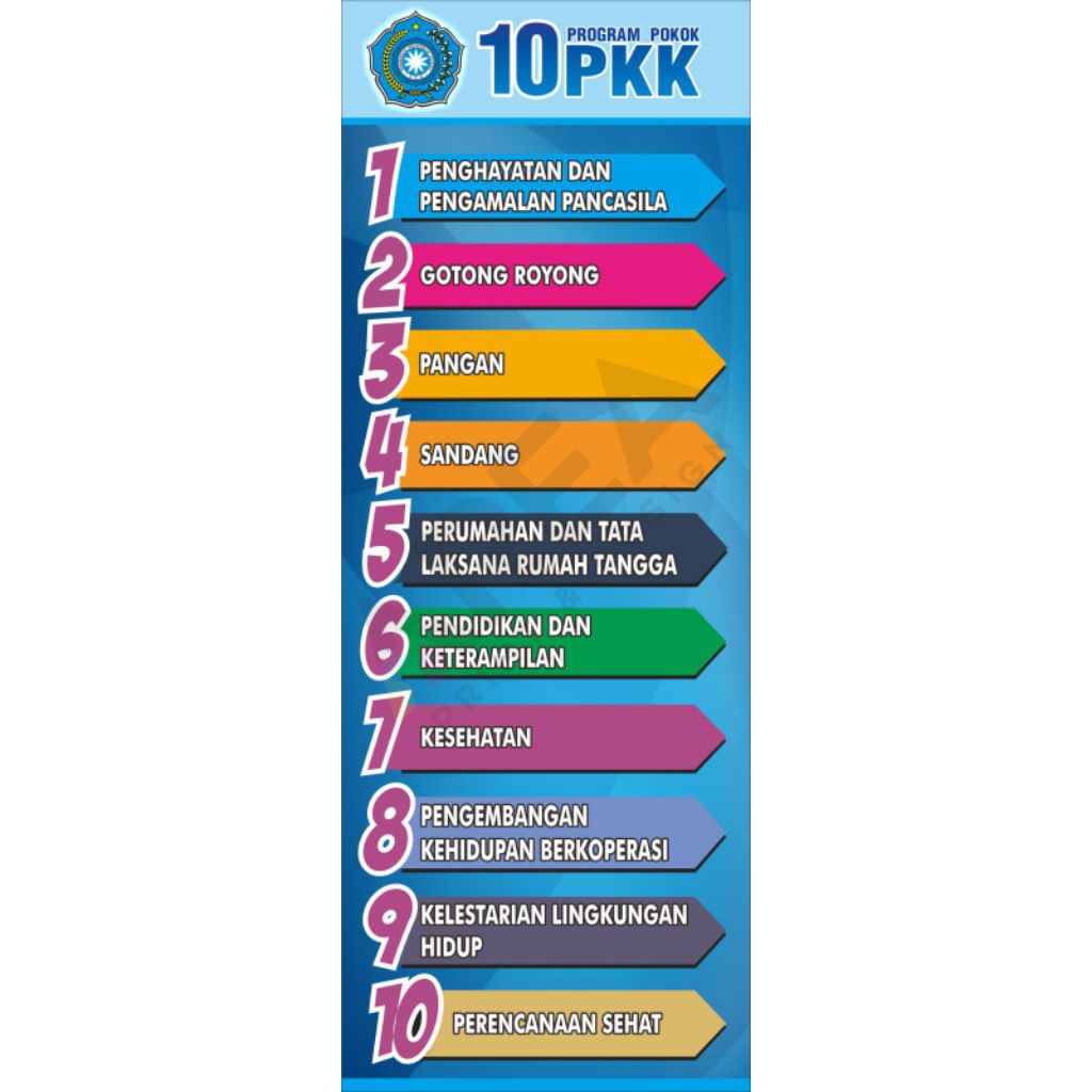 mmt banner 10 program pokok PKK dan Hatinya PKK ukuran 60x160 cm sehari jadi | flexi 280 gsm