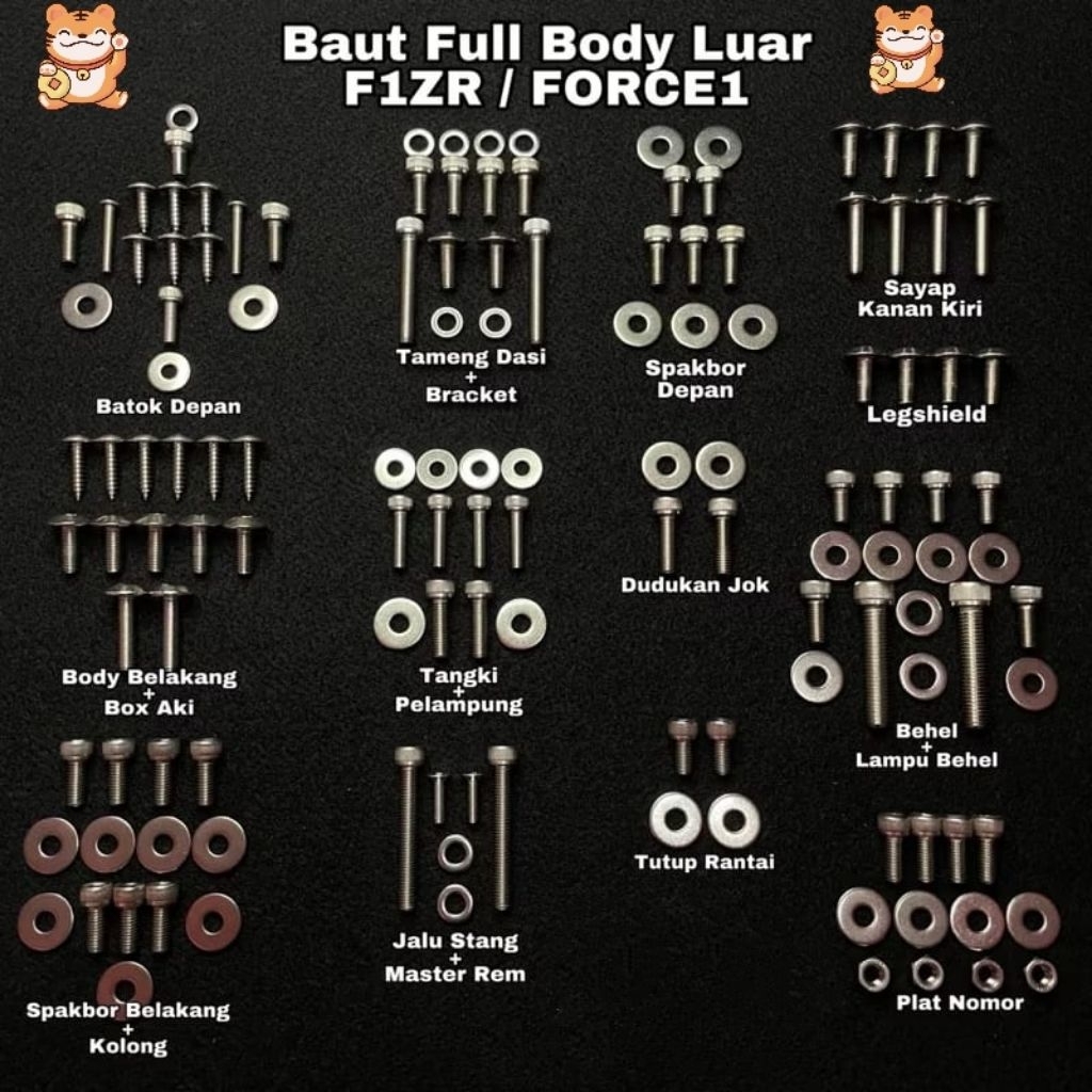 BAUT L FULL BODY YAMAHA F1ZR FIZ R F1ZR FORCE1 ASLI STAINLESS TGE ORIGINAL SS304 100% TAHAN KARAT DA