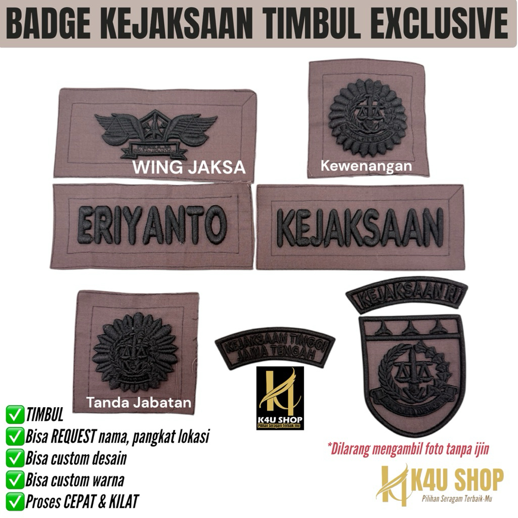 K4U SHOP Bordir PDL Kejaksaan Badge PDL Kejaksaan Bordir Timbul Bordir Kejaksaan Exclusive