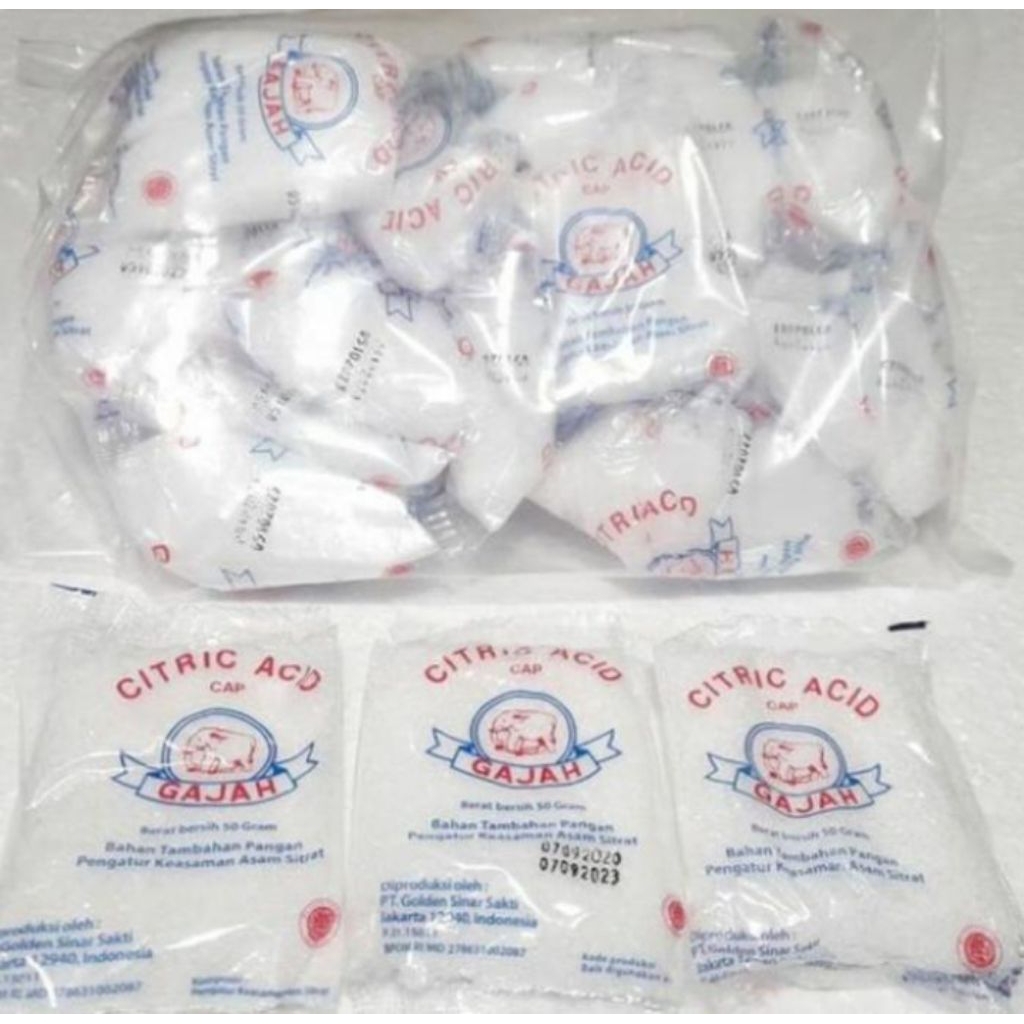 

CITRUN CITRIC ASAM SITRAT CAP GAJAH ORIGINAL PER BIJI / BUNGKUS / PCS NETTO 50 GRAM