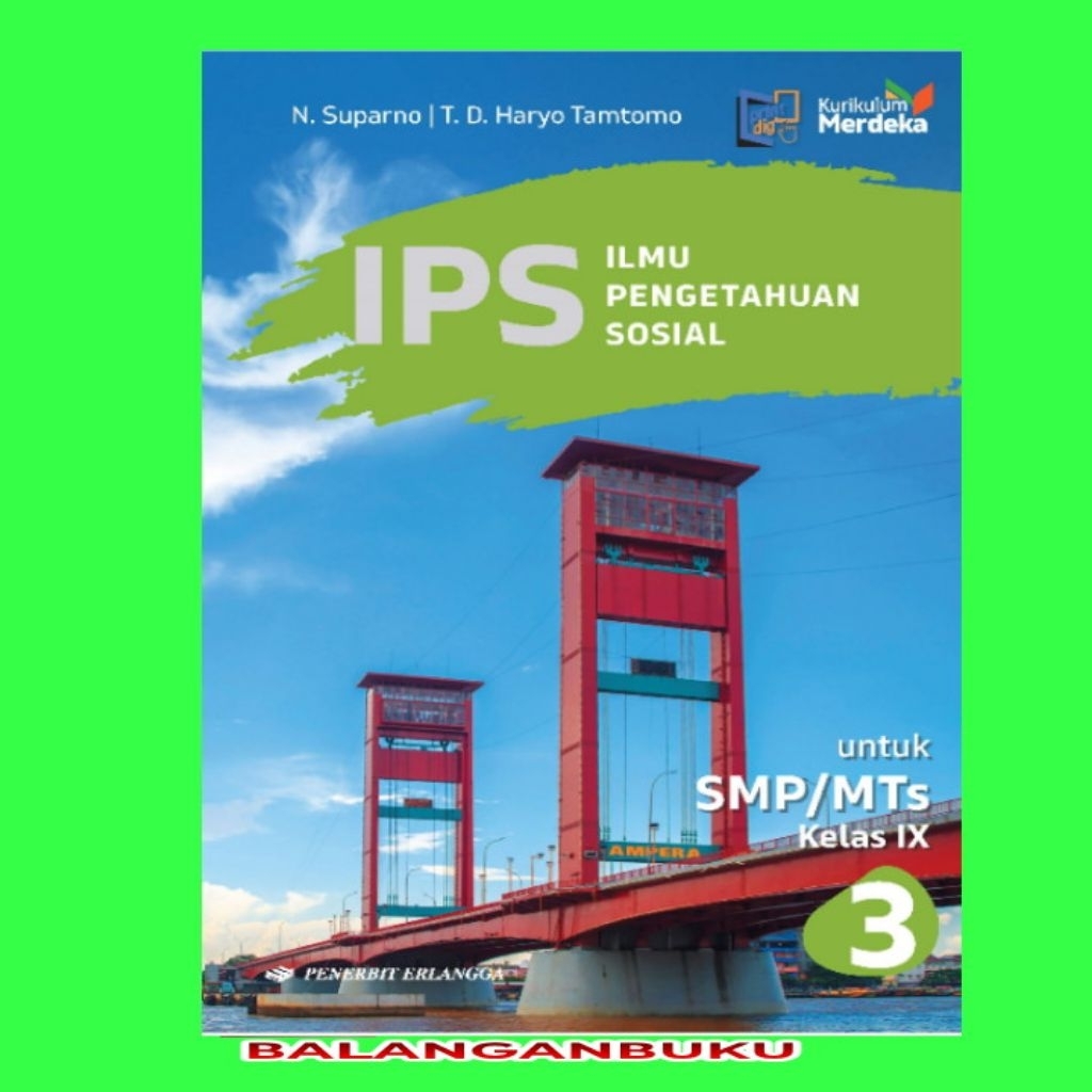 BUKU BEKAS IPS  SMP MTs KELAS 9 IX 3 KURIKULUM MERDEKA KUMER ERLANGGA