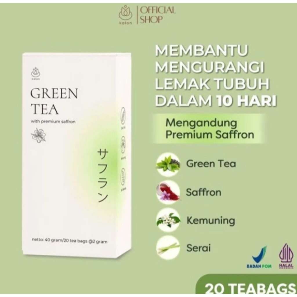 

Kalon Green Tea With premium saffron Teh penurun berat badan Alami