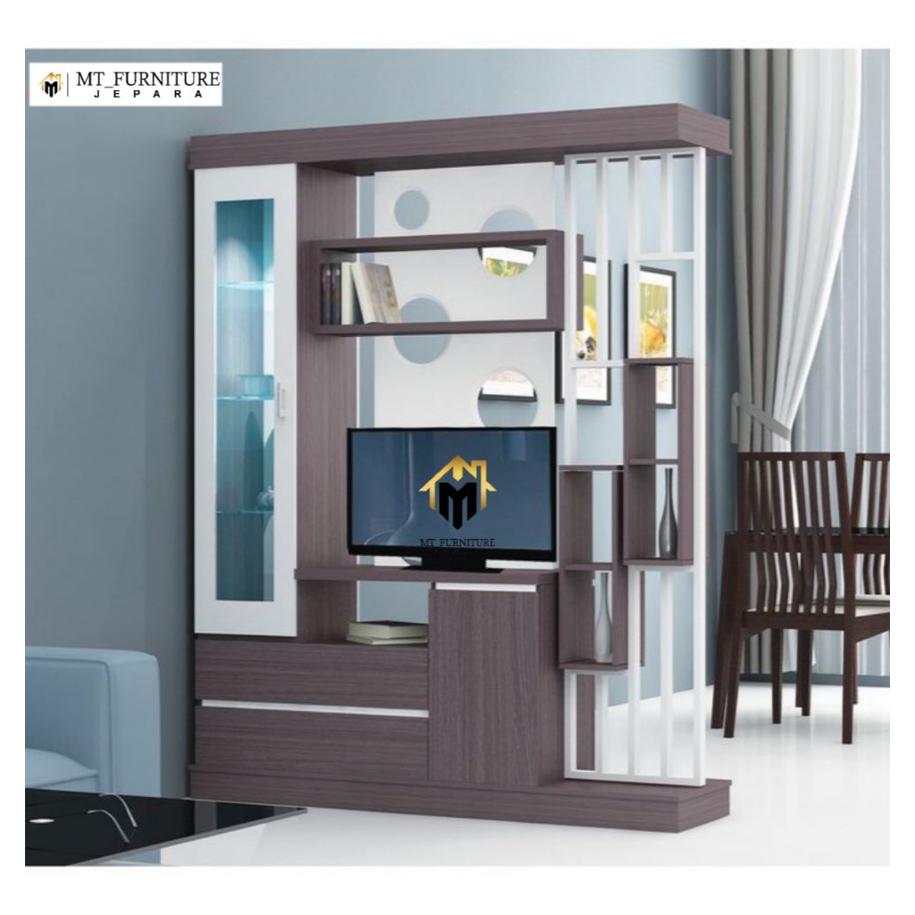 Buffet partisi/sekat ruangan modern kayu jati Jepara