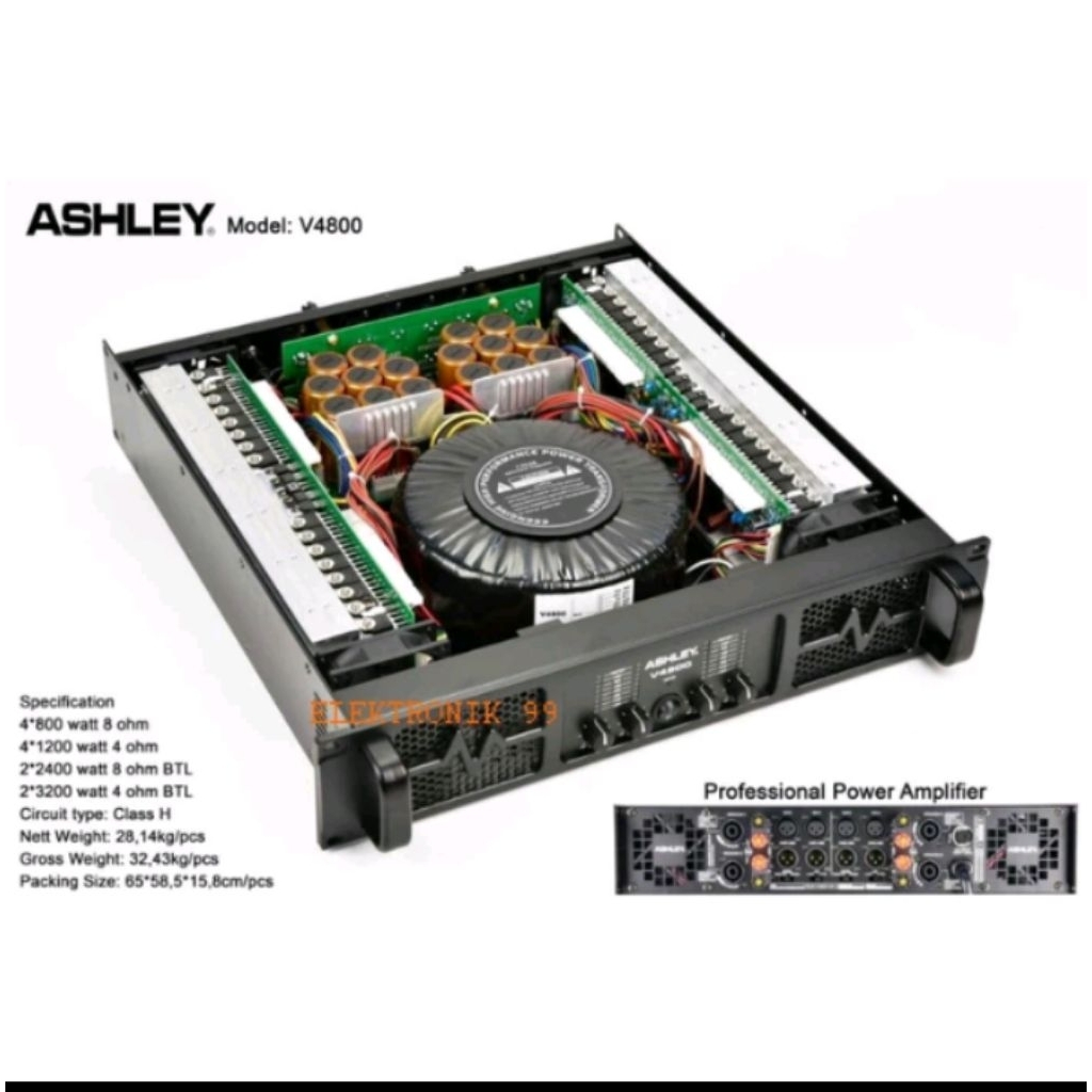 POWER AMPLIFIER 4 CHANEL ASHLEY V4800 ORIGINAL